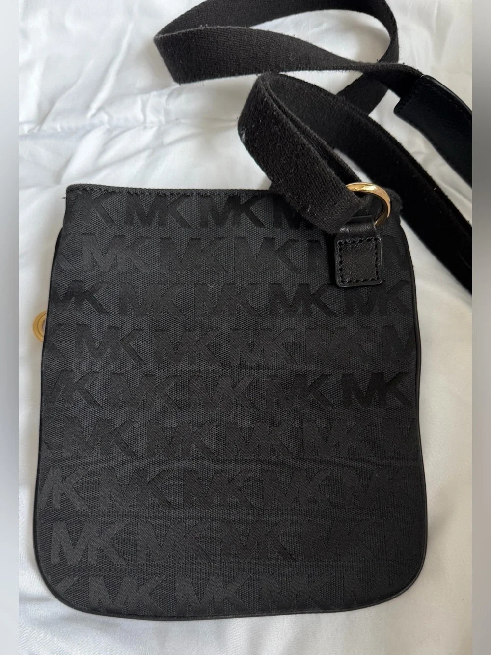 Michael Kors Black MK Logo Crossbody with Gold Hardware